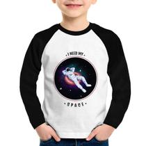 Camiseta Raglan Infantil I need my space Manga Longa - Foca na Moda Camiseta Raglan Infantil I need my space Manga Longa - Foca na Moda