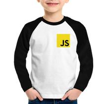 Camiseta Raglan Infantil JavaScript Manga Longa - Foca na Moda