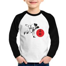 Camiseta Raglan Infantil Jiu Jitsu Judô Artes Marciais Manga Longa - Foca na Moda