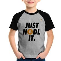 Camiseta Raglan Infantil Just hodl it - Foca na Moda Camiseta Raglan Infantil Just hodl it - Foca na Moda