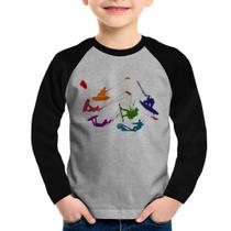 Camiseta Raglan Infantil Kite Surf Freestyle Manga Longa - Foca na Moda