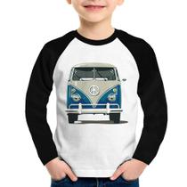 Camiseta Raglan Infantil Kombi Vintage Manga Longa - Foca na Moda