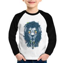 Camiseta Raglan Infantil Leão Reggae Manga Longa - Foca na Moda