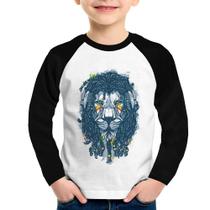 Camiseta Raglan Infantil Leão Reggae Manga Longa - Foca na Moda Camiseta Raglan Infantil Leão Reggae Manga Longa - Foca na Moda