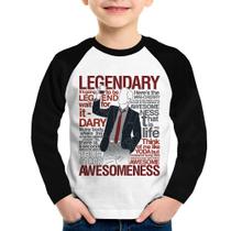 Camiseta Raglan Infantil Legendary Awesomeness Manga Longa - Foca na Moda Camiseta Raglan Infantil Legendary Awesomeness Manga Longa - Foca na Moda