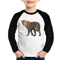 Camiseta Raglan Infantil Leopardo Manga Longa - Foca na Moda