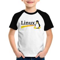 Camiseta Raglan Infantil Linux - Foca na Moda