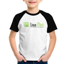 Camiseta Raglan Infantil Linux Mint - Foca na Moda