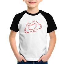 Camiseta Raglan Infantil Love Hand - Foca na Moda