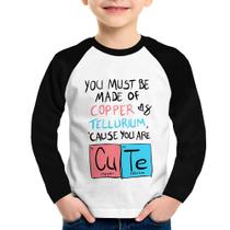 Camiseta Raglan Infantil Made of Cooper Cute Manga Longa - Foca na Moda