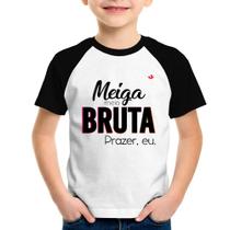 Camiseta Raglan Infantil Meiga meio bruta - Foca na Moda Camiseta Raglan Infantil Meiga meio bruta - Foca na Moda