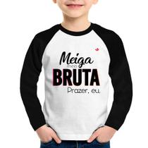Camiseta Raglan Infantil Meiga meio bruta Manga Longa - Foca na Moda Camiseta Raglan Infantil Meiga meio bruta Manga Longa - Foca na Moda