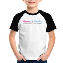 Camiseta Raglan Infantil Menino e menina usam a cor que quiserem - Foca na Moda