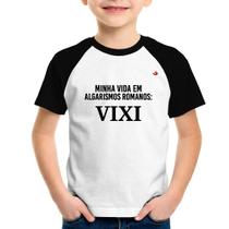 Camiseta Raglan Infantil Minha vida em algarismos romanos - Foca na Moda