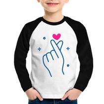 Camiseta Raglan Infantil Mini coração coreano Manga Longa - Foca na Moda Camiseta Raglan Infantil Mini coração coreano Manga Longa - Foca na Moda