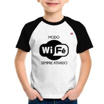 Camiseta Raglan Infantil Modo Wi-Fé sempre ativado - Foca na Moda