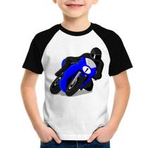 Camiseta Raglan Infantil Moto Corrida - Foca na Moda