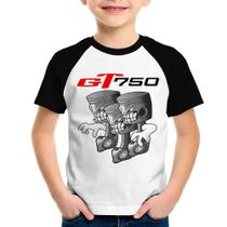 Camiseta Raglan Infantil Moto GT 750 Pistões - Foca na Moda