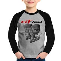 Camiseta Raglan Infantil Moto GT 750 Pistões Manga Longa - Foca na Moda