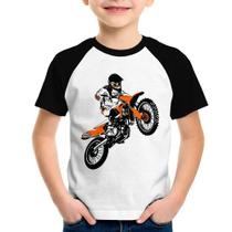 Camiseta Raglan Infantil Motocross Jump Laranja - Foca na Moda