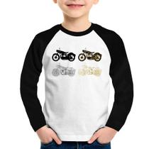 Camiseta Raglan Infantil Motorcycle Vector Manga Longa - Foca na Moda