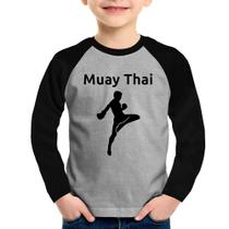 Camiseta Raglan Infantil Muay Thai Manga Longa - Foca na Moda