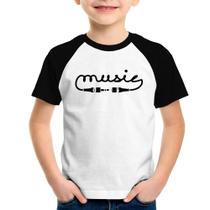 Camiseta Raglan Infantil Music Plug - Foca na Moda