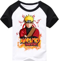 Camiseta Raglan infantil Naruto Sannin - Mangas preta