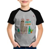 Camiseta Raglan Infantil No prob llama - Foca na Moda Camiseta Raglan Infantil No prob llama - Foca na Moda