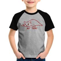 Camiseta Raglan Infantil Not Today - Foca na Moda Camiseta Raglan Infantil Not Today - Foca na Moda