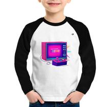 Camiseta Raglan Infantil Old School Gamer Manga Longa - Foca na Moda