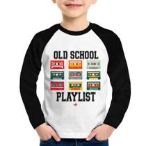 Camiseta Raglan Infantil Old School Playlist Manga Longa - Foca na Moda Camiseta Raglan Infantil Old School Playlist Manga Longa - Foca na Moda