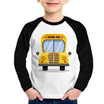 Camiseta Raglan Infantil Ônibus Escolar Manga Longa - Foca na Moda