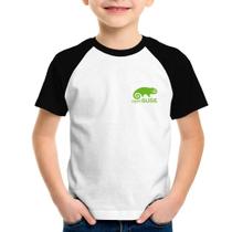 Camiseta Raglan Infantil openSUSE Linux - Foca na Moda Camiseta Raglan Infantil openSUSE Linux - Foca na Moda