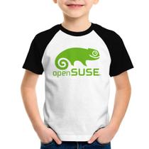 Camiseta Raglan Infantil openSUSE Linux Logo - Foca na Moda Camiseta Raglan Infantil openSUSE Linux Logo - Foca na Moda