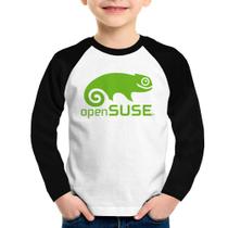 Camiseta Raglan Infantil openSUSE Linux Logo Manga Longa - Foca na Moda Camiseta Raglan Infantil openSUSE Linux Logo Manga Longa - Foca na Moda