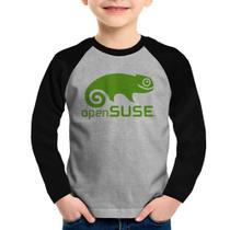 Camiseta Raglan Infantil openSUSE Linux Logo Manga Longa - Foca na Moda Camiseta Raglan Infantil openSUSE Linux Logo Manga Longa - Foca na Moda