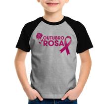 Camiseta Raglan Infantil Outubro Rosa - Foca na Moda