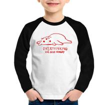 Camiseta Raglan Infantil Overthinking And Also Hungry Manga Longa - Foca na Moda