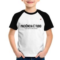 Camiseta Raglan Infantil Paciência é tudo - Foca na Moda
