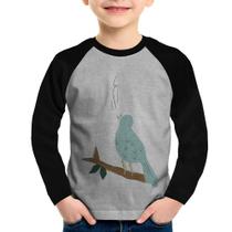 Camiseta Raglan Infantil Passarinho Cantando Manga Longa - Foca na Moda Camiseta Raglan Infantil Passarinho Cantando Manga Longa - Foca na Moda