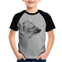 Camiseta Raglan Infantil Pássaro Arte - Foca na Moda Camiseta Raglan Infantil Pássaro Arte - Foca na Moda