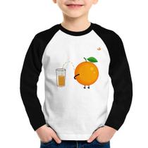 Camiseta Raglan Infantil Peeing Orange Manga Longa - Foca na Moda
