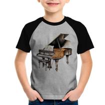 Camiseta Raglan Infantil Piano Arte - Foca na Moda