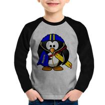 Camiseta Raglan Infantil Pinguim Salva Vidas Manga Longa - Foca na Moda