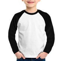 Camiseta Raglan Infantil Poliéster Básica Lisa Manga Longa - Foca na Moda