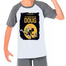 Camiseta Raglan Infantil Preto Branca Desenho Doug Funnie