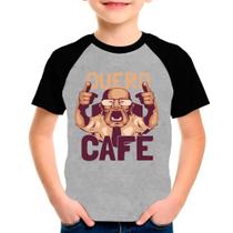 Camiseta Raglan Infantil Preto Cinza Quero Café 01