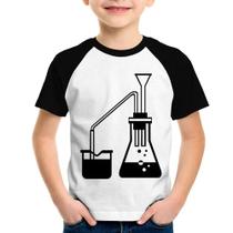 Camiseta Raglan Infantil Química Erlenmeyer e Bequer - Foca na Moda