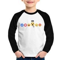 Camiseta Raglan Infantil Reações Facebook Eita! Manga Longa - Foca na Moda